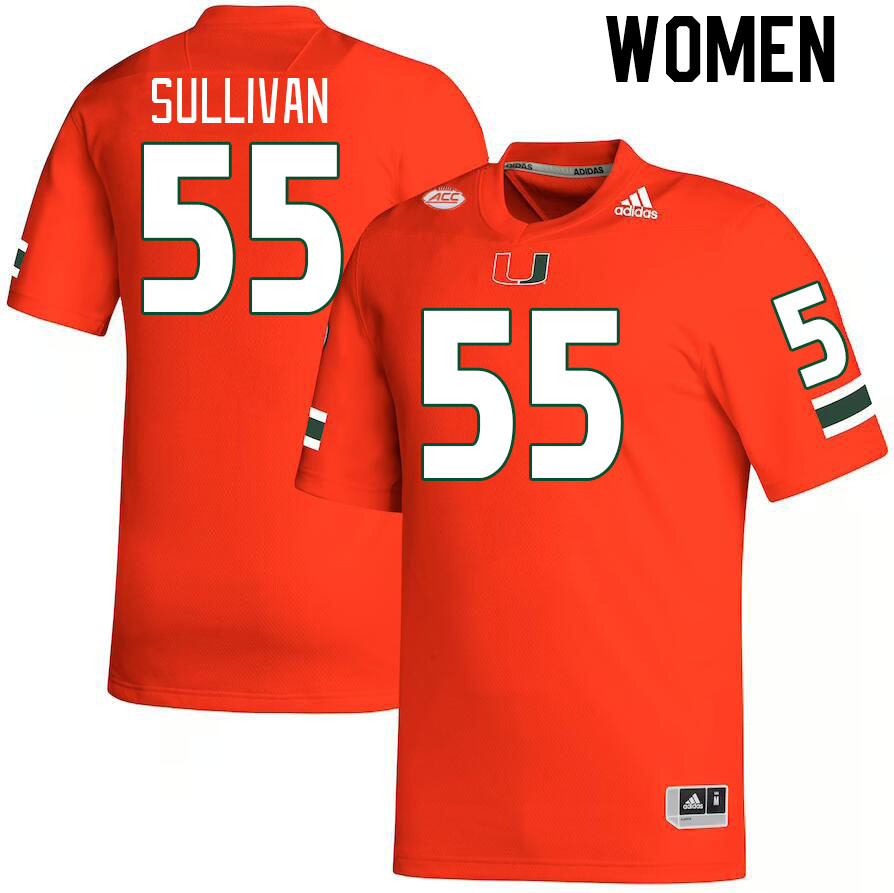 Women #55 Patrick Sullivan Miami Hurricanes College Football Jerseys Stitched-Orange